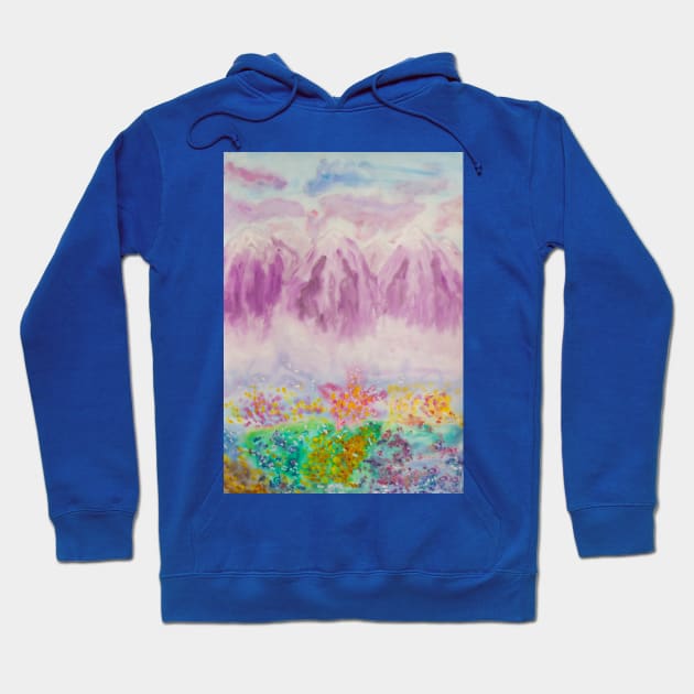 Purple hills with flowers Hoodie by IrinaAfonskaya